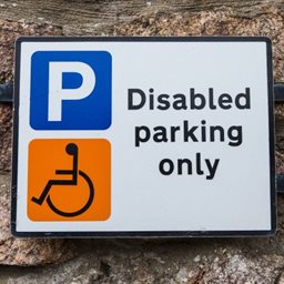 Sign that says "Disabled parking only"