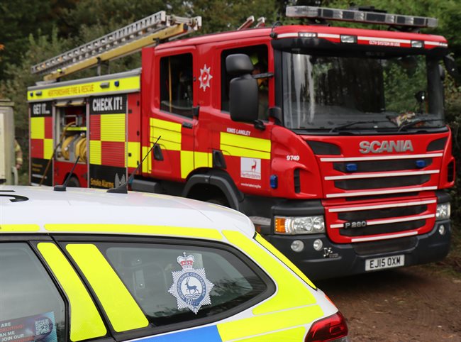 Fire engine and police car