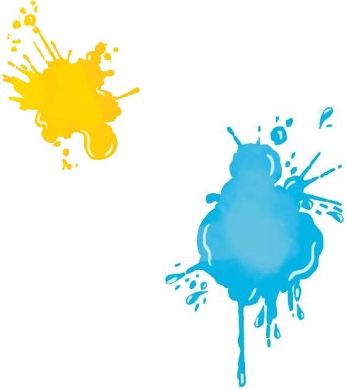 Yellow and blue paint splash