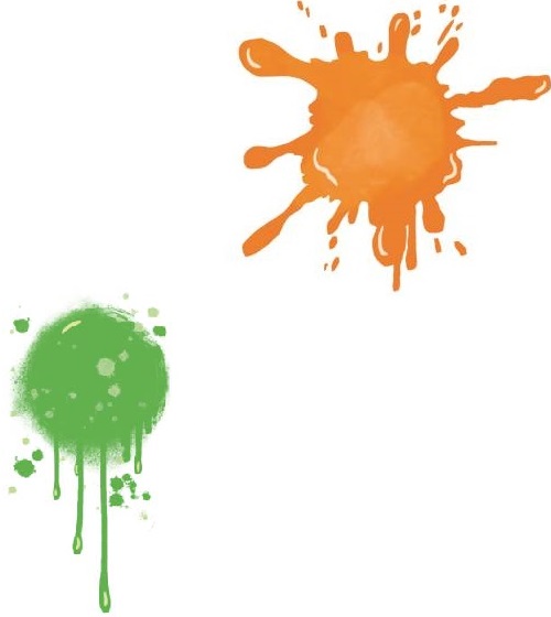 Orange and green paint splash