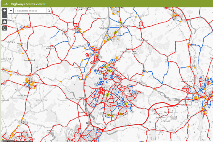 Image of the Highways assets map viewer