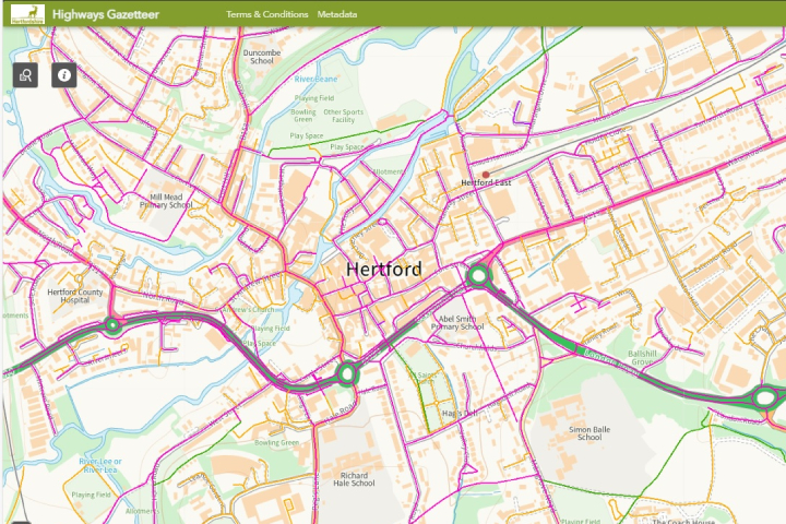 Image of the Highways gazetteer map viewer