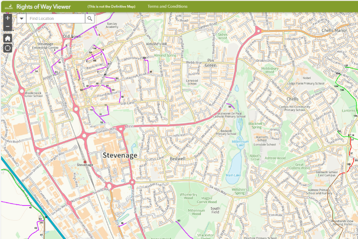 Image of the Rights of Way map viewer