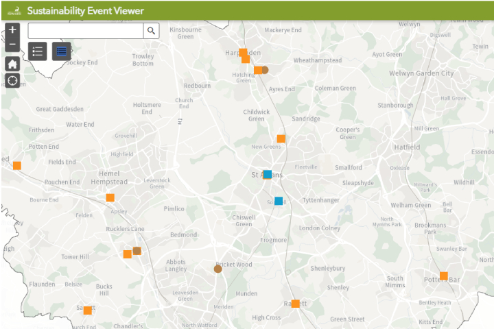 Image of the Sustainability event map viewer