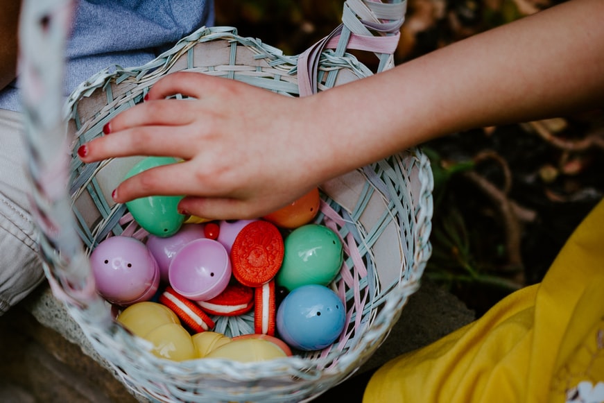 Easter basket plastic eggs