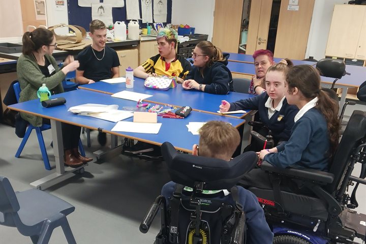 Secondary school pupils from Lonsdale gather for their multi schools group discussion